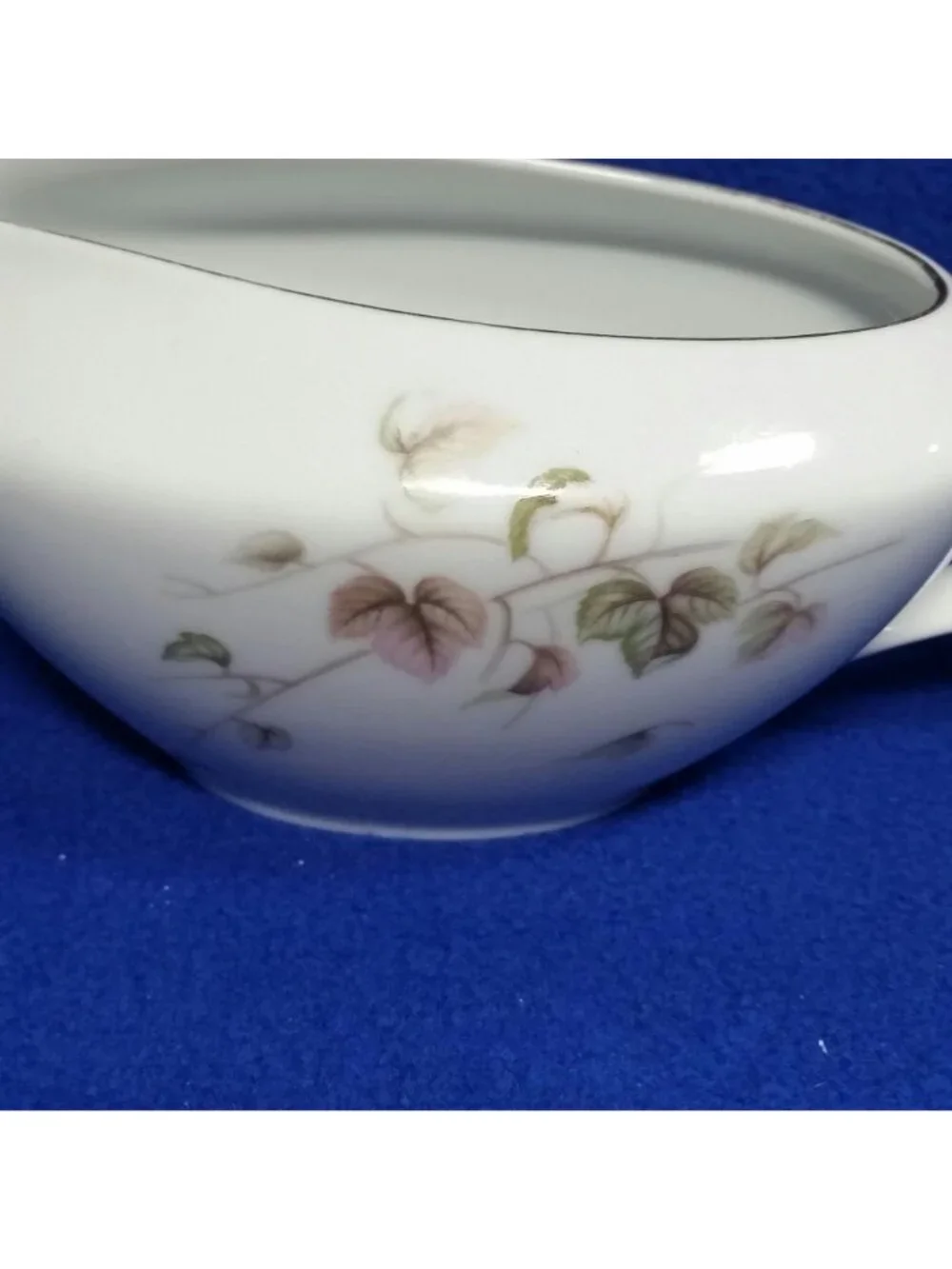 Yamaka China Breeze Gray Boat 674 Pink, Brown and Grey Leaves 1950's-60's AS IS